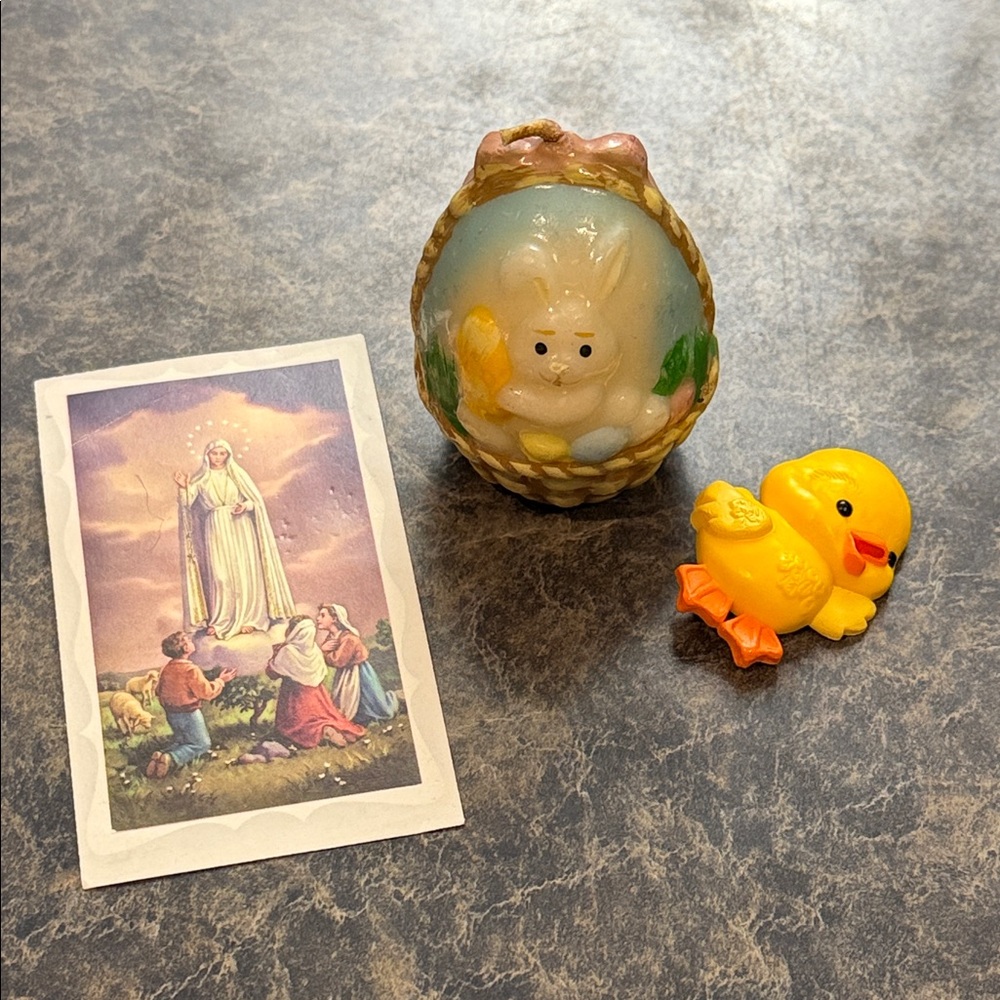 Vintage 1990s Easter Goodies Egg Shape Bunny Candle Hallmark Chick Pin Holy